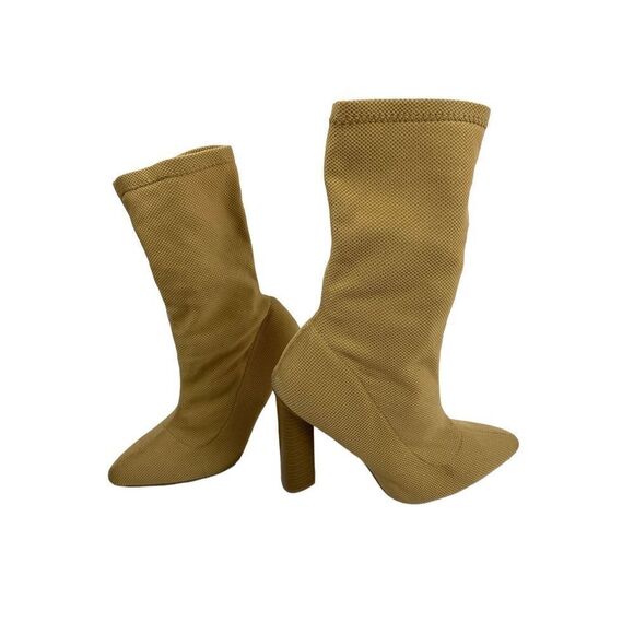 Quipid  mesh camel brown heeled boots size 8.5 womens - Picture 1 of 9